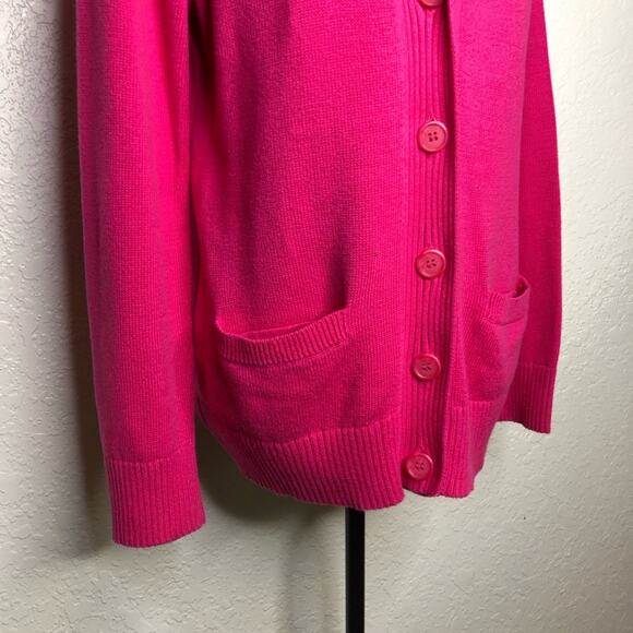Pendleton bright pink cotton v neck button front cardigan size Large - Picture 3 of 16